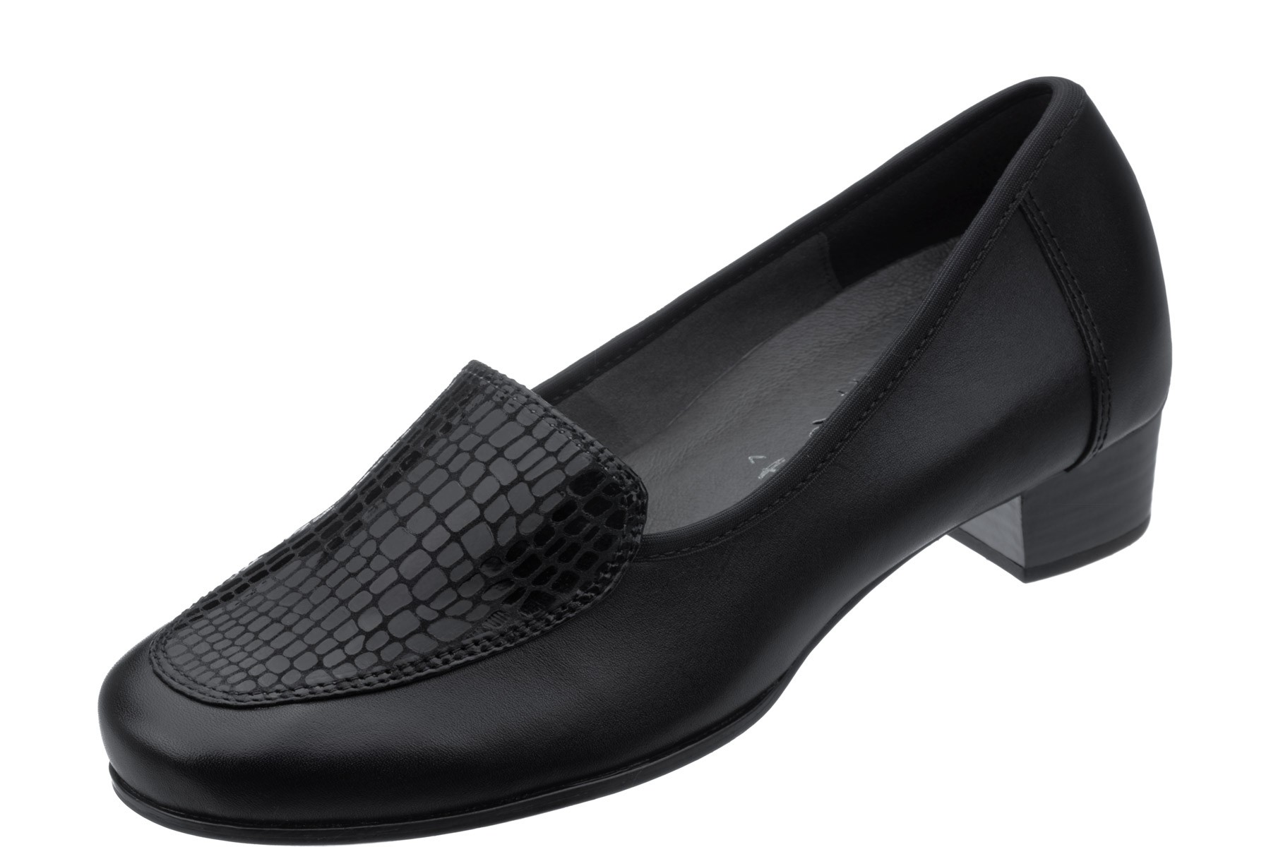 Francesina CAPRICE 9-24302-43 In Pelle Nera - Larghezza G - Tacco 3,5 Cm - Made In Germany